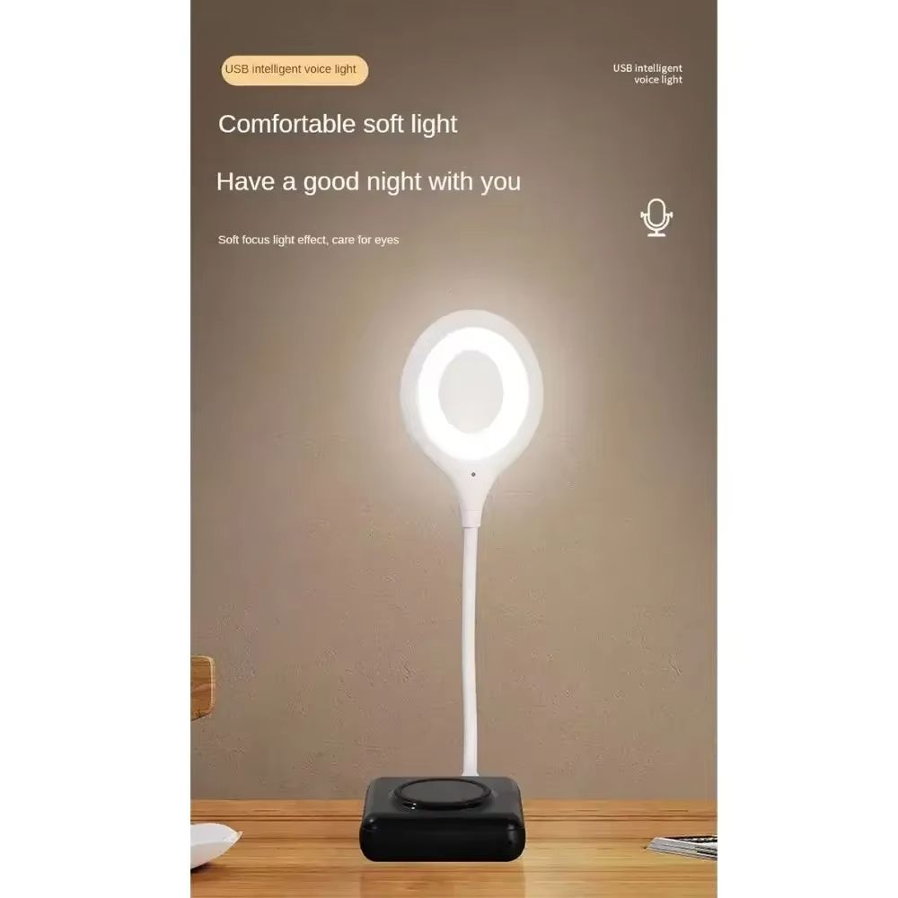 LED English Voice Controlled Night Light Usb Plug Atmosphere Lamp Portable Energy-Saving Desk Light Body Sound Sensor Table Lamp
