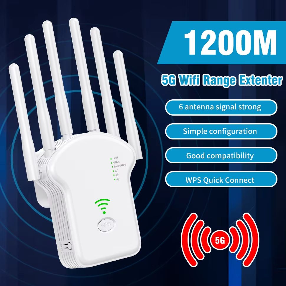 1200Mbps WiFi Repeater Wireless Router High 6 Antenna Network Amplifier Repeater Dual Band 2.4G 5G Wireless Amplifier For Home