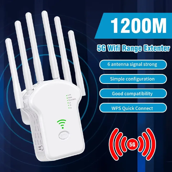 1200Mbps WiFi Repeater Wireless Router High 6 Antenna Network Amplifier Repeater Dual Band 2.4G 5G Wireless Amplifier For Home