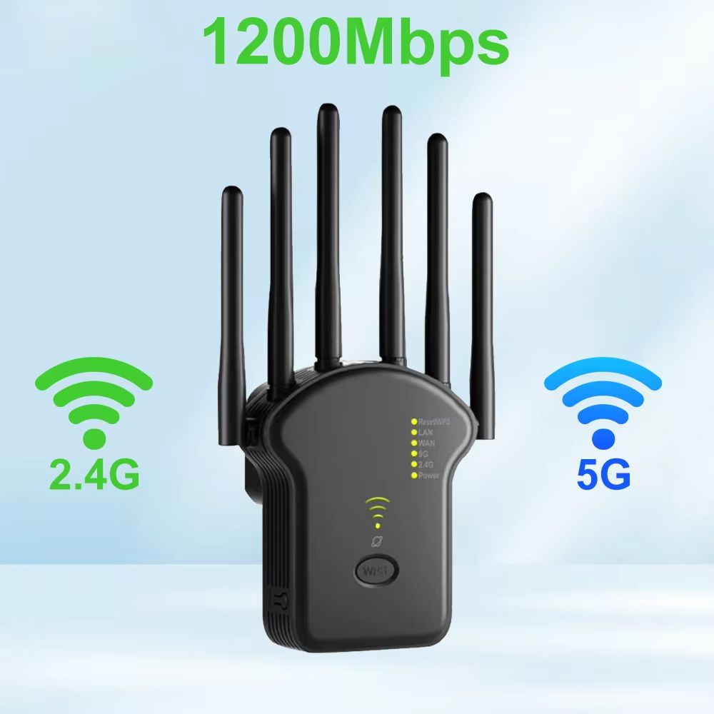 1200Mbps WiFi Repeater Wireless Router High 6 Antenna Network Amplifier Repeater Dual Band 2.4G 5G Wireless Amplifier For Home