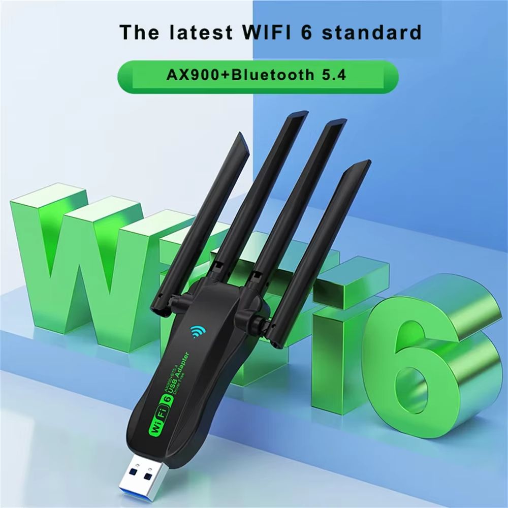 AX900 WiFi 6 USB Adapter Dual Band Antennas 2.4G 5G WiFi6 Network Card Bluetooth 5.4 Wireless Receiver Driver Free for WIN 10 11