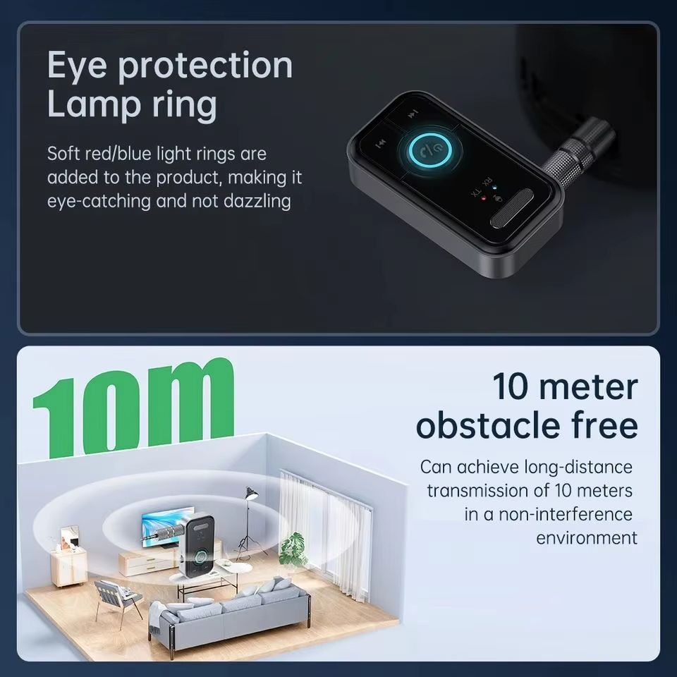 Bluetooth 5.3 Adapter Transmitter Receiver Wireless Audio For Car Music Headphone Speaker AUX Wireless Audio Adapter 3.5mm Jack