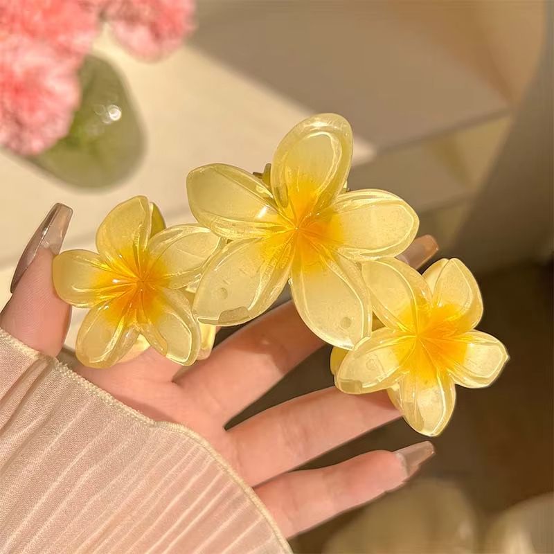 Fashion Gradient Egg Flower Hair Claws Clip Women Girls Sweet Acrylic Hairpins Summer Beach Hawaiian Headwear Hair Accessories