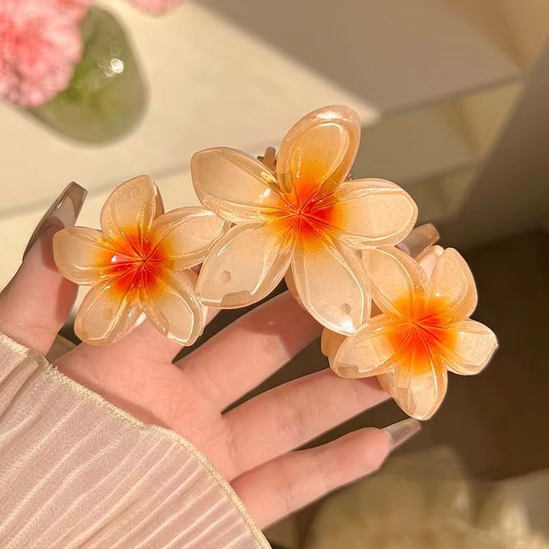 Fashion Gradient Egg Flower Hair Claws Clip Women Girls Sweet Acrylic Hairpins Summer Beach Hawaiian Headwear Hair Accessories