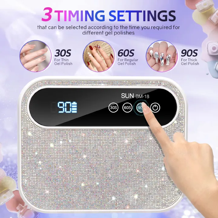 42LEDS Rechargeable Nail Lamp Professional UV LED Lamp With Diamonds 168W Gel Polish Drying Lamp For Nails Manicure Tools