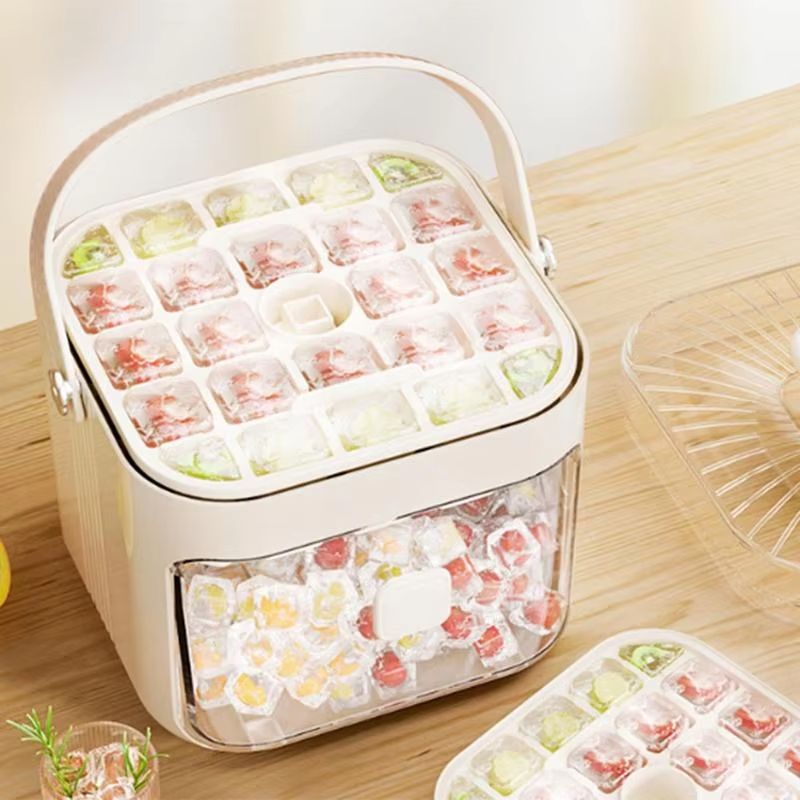 Ice Molds Ice Block Maker With Lid Press Type Easy-Release Household Kitchen Gadget For Cocktail Coffee Whiskey Party Drinks