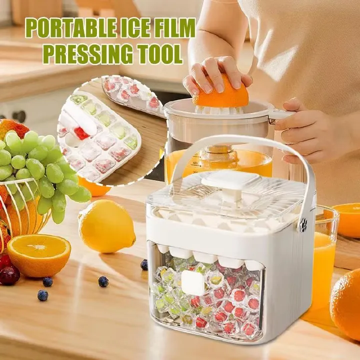 Ice Molds Ice Block Maker With Lid Press Type Easy-Release Household Kitchen Gadget For Cocktail Coffee Whiskey Party Drinks
