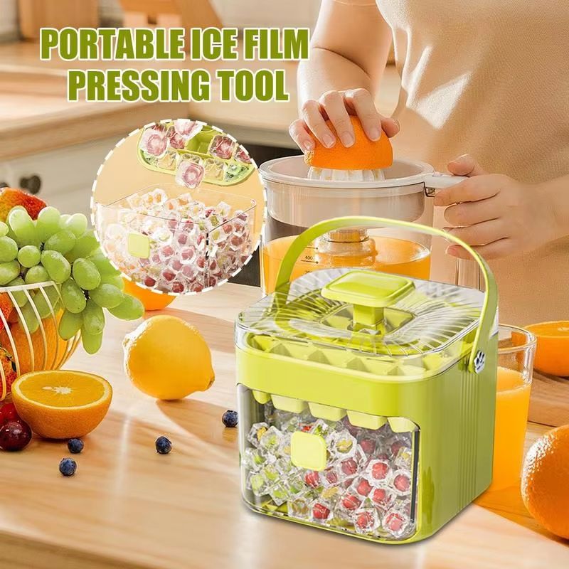 Ice Molds Ice Block Maker With Lid Press Type Easy-Release Household Kitchen Gadget For Cocktail Coffee Whiskey Party Drinks
