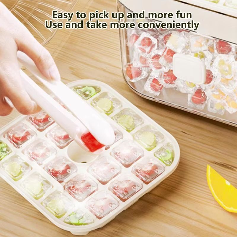 Ice Molds Ice Block Maker With Lid Press Type Easy-Release Household Kitchen Gadget For Cocktail Coffee Whiskey Party Drinks