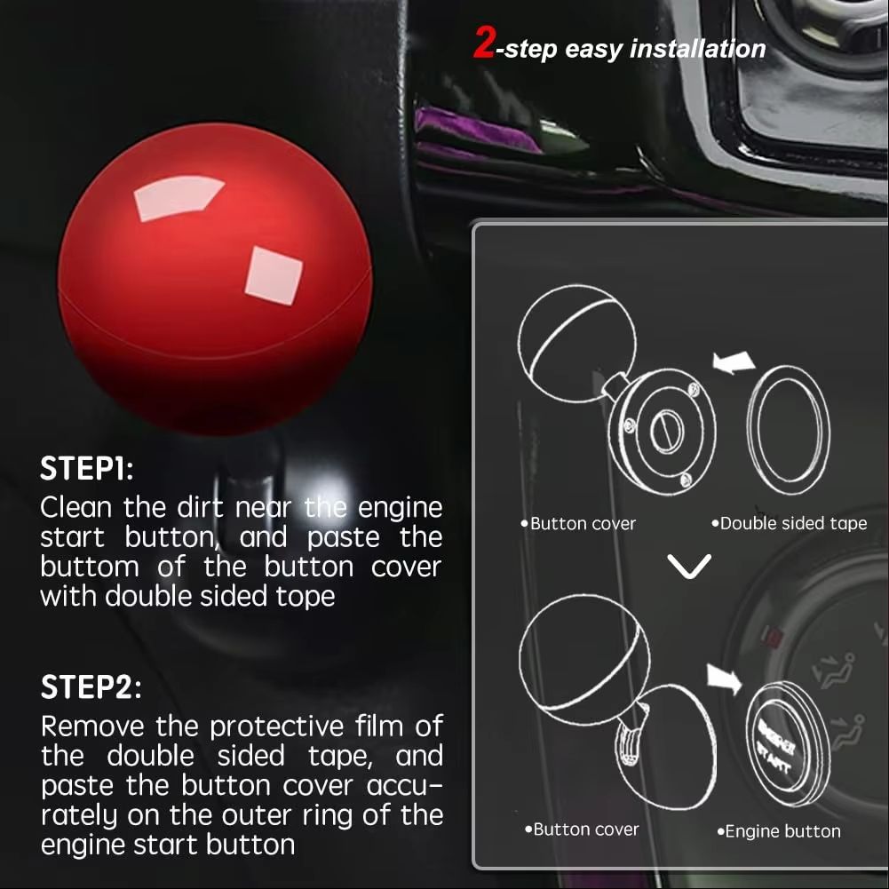 Full Metal Ball-Bar Automotive One-Touch Start Button Starter Cover Car One Click Start Button Start Cover Car Interior Decor