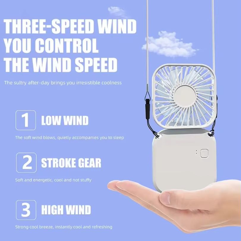 Mini Hanging Neck Fans Portable Folding USB Fans Mute Power Bank Portable Handheld Desktop Multi Function