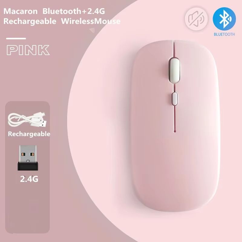 Macaron Rechargeable Wireless Bluetooth Mouse 2.4G USB Mice For Android Windows Tablet Laptop Notebook PC For IPAD Mobile