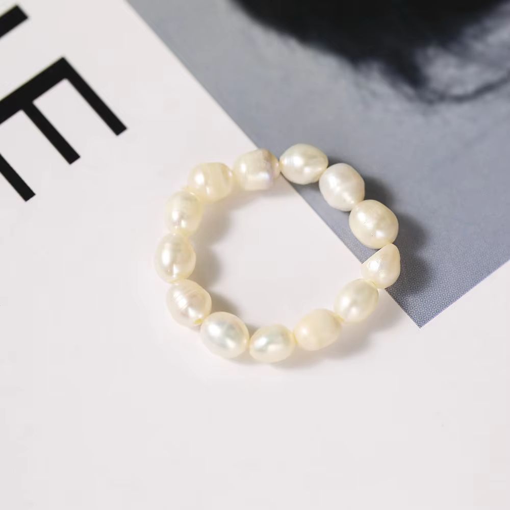 Fashion Elegant Beaded Pearl Rings Imitation Pearl Geometric Rings for Women Continuous Circle Minimalist Ring 2022 New