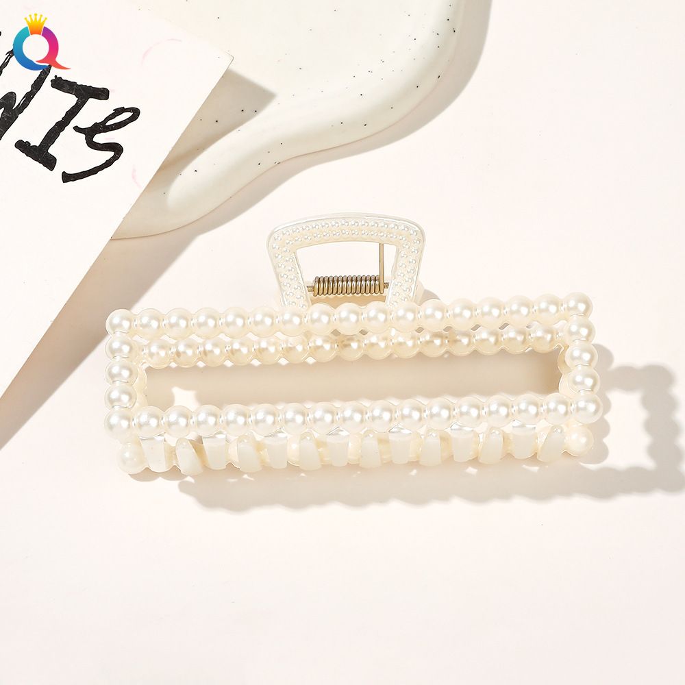 Ladies' elegant large pearl hairpin, back of the head grip, updo ponytail shark clip hair accessory