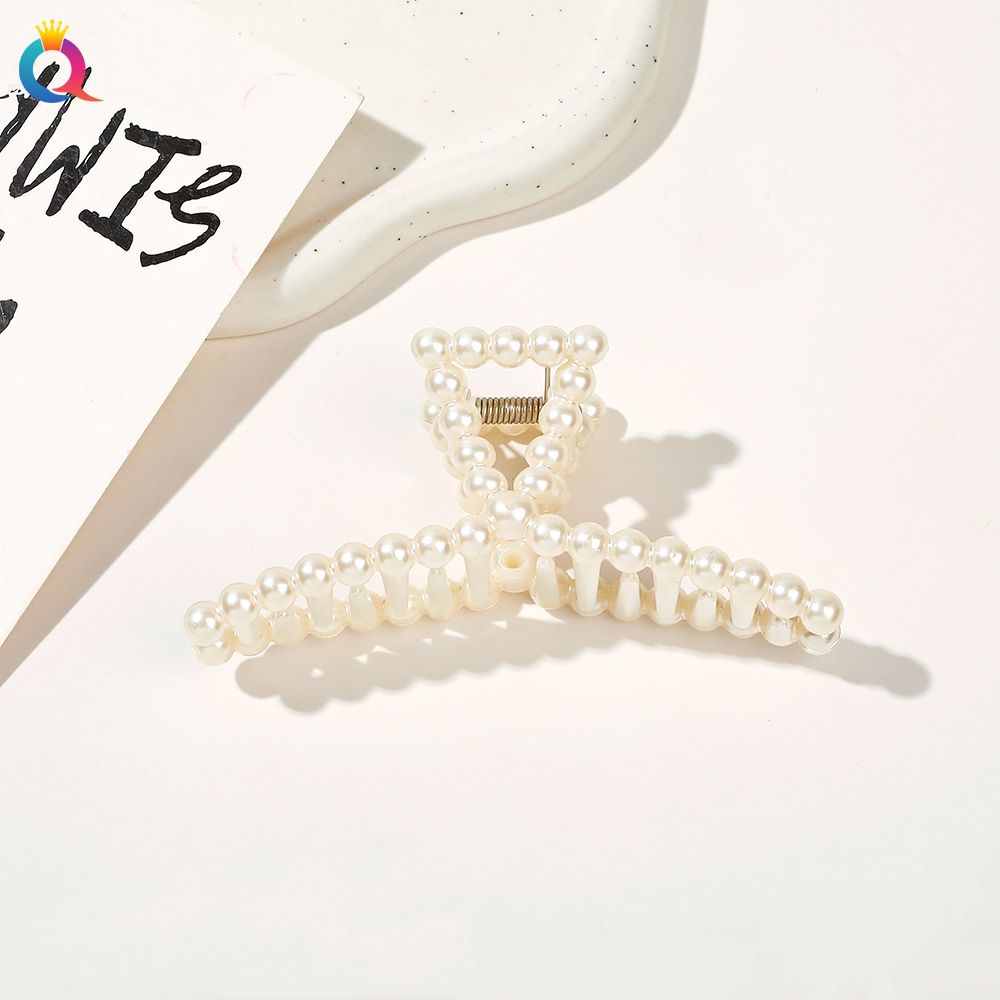 Ladies' elegant large pearl hairpin, back of the head grip, updo ponytail shark clip hair accessory