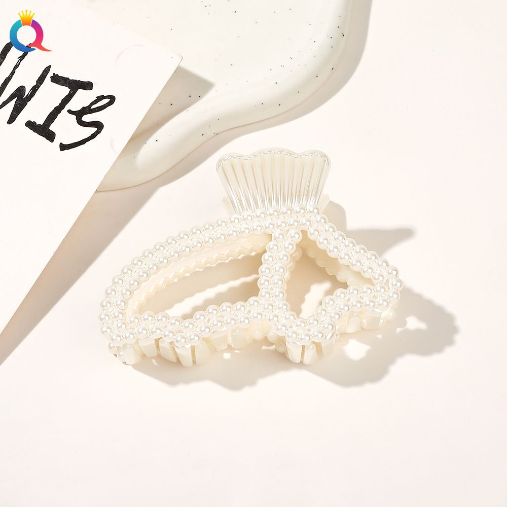 Ladies' elegant large pearl hairpin, back of the head grip, updo ponytail shark clip hair accessory