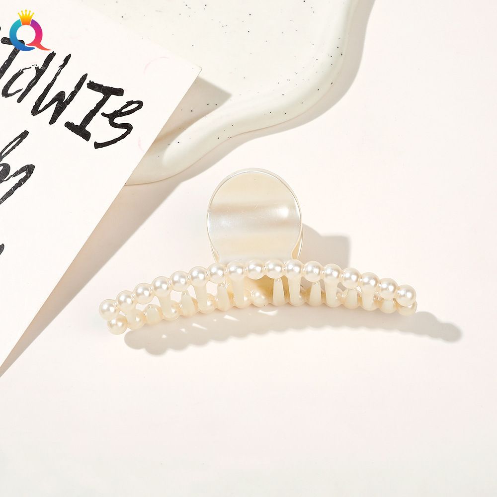 Ladies' elegant large pearl hairpin, back of the head grip, updo ponytail shark clip hair accessory
