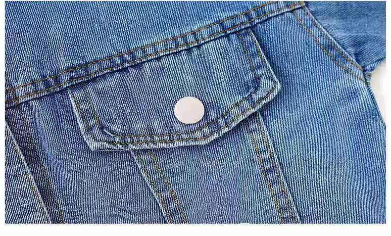 Midodo Kids Girls' Denim Coats 2025 New Children's CauseTop Student Blue Coat Butterfly Jacket Long Sleeved Girls Clothes 2-13 Years  25001