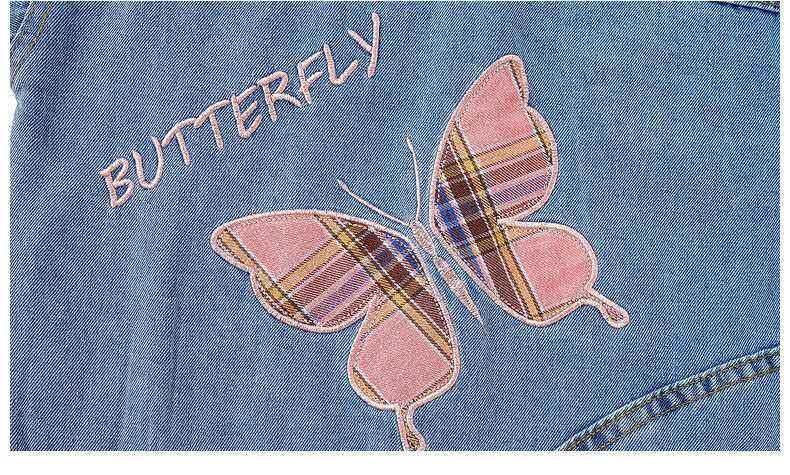 Midodo Kids Girls' Denim Coats 2025 New Children's CauseTop Student Blue Coat Butterfly Jacket Long Sleeved Girls Clothes 2-13 Years  25001
