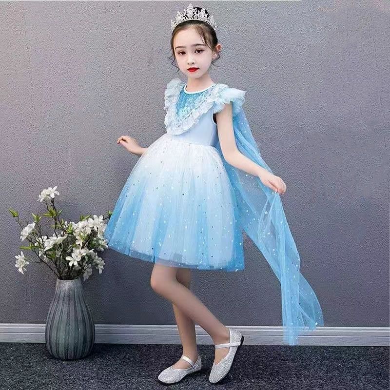 Midodo Kids Baby Girls Dress Pink Princess Dress Summer Children's Dress Short Sleeve Girls' Mesh Dress for 1-10 Yrs 25006