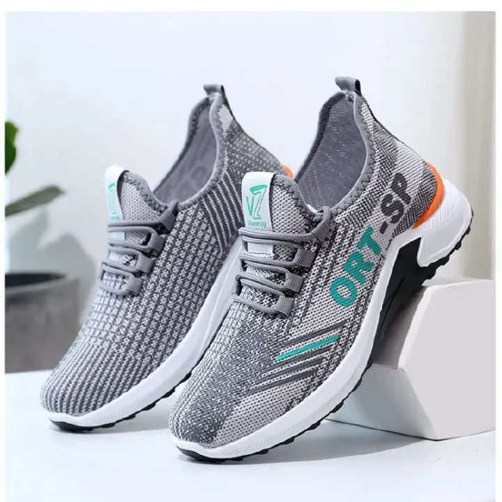 Baldur Men's sneakers mesh sports  gray shoes casual surface shoes Boy's lace-up gym shoes students single shoes running grey shoes