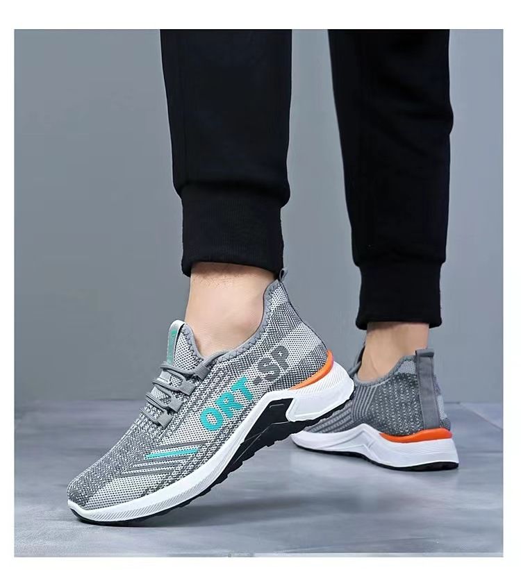 Men's sneakers mesh sports shoes casual surface shoes Boy's lace-up gym shoes students single shoes running shoes