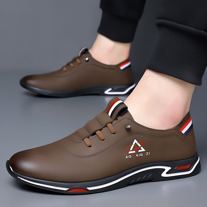 Men's PU Artificial leather shoes business casual shoes boys outdoor light sports shoes rubber sole fashion sneakers  men's Oxfords walking shoes single shoes