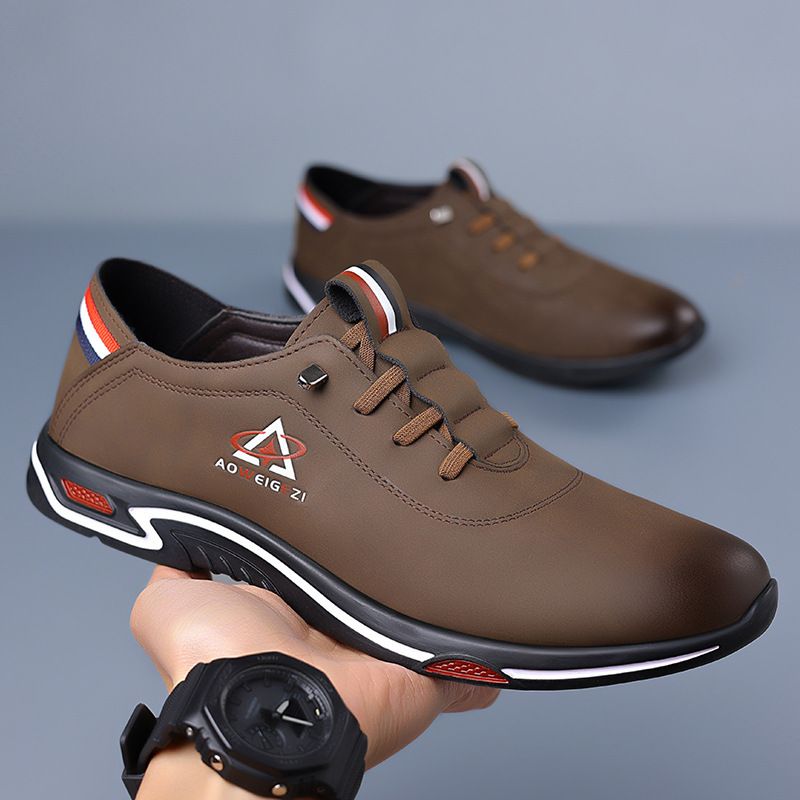 Men's PU Artificial leather shoes business casual shoes boys outdoor light sports shoes rubber sole fashion sneakers  men's Oxfords walking shoes single shoes