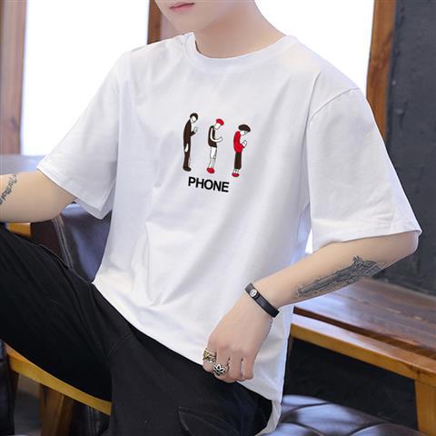 Size M -2XL 3PC white+brown+black men's short sleeve clothing boys casual round neck T-shirt youth tops students half sleeve slim men's clothes