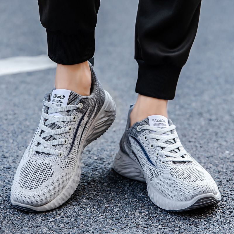 Men's casual shoes Breathable flying woven running shoes boys fashion lightweight outdoor sports casual shoes students athletic Daddy mesh sneakers