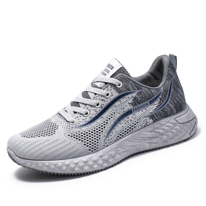 Men's casual shoes Breathable flying woven running shoes boys fashion lightweight outdoor sports casual shoes students athletic Daddy mesh sneakers