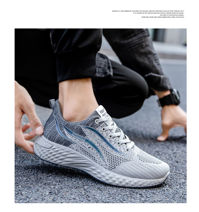 Men's casual shoes Breathable flying woven running shoes boys fashion lightweight outdoor sports casual shoes students athletic Daddy mesh sneakers