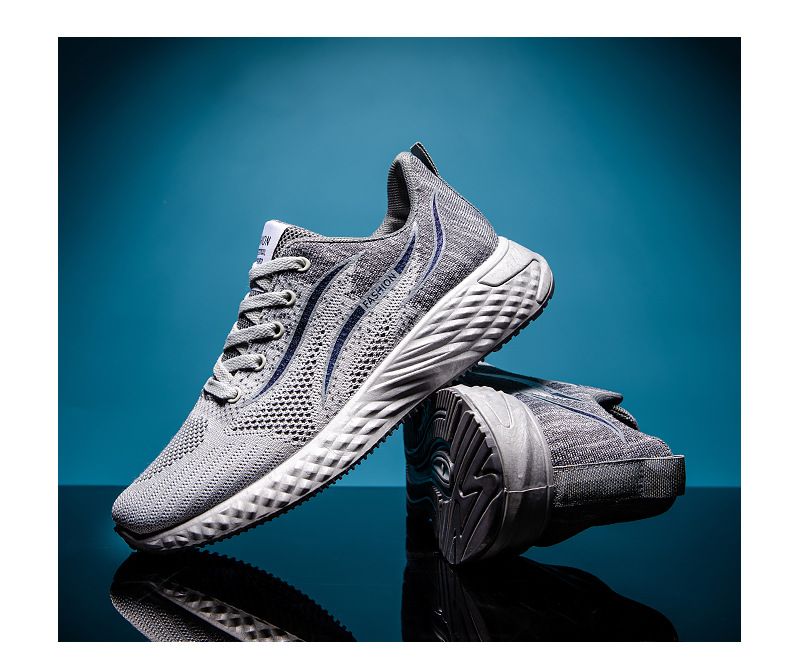Men's casual shoes Breathable flying woven running shoes boys fashion lightweight outdoor sports casual shoes students athletic Daddy mesh sneakers