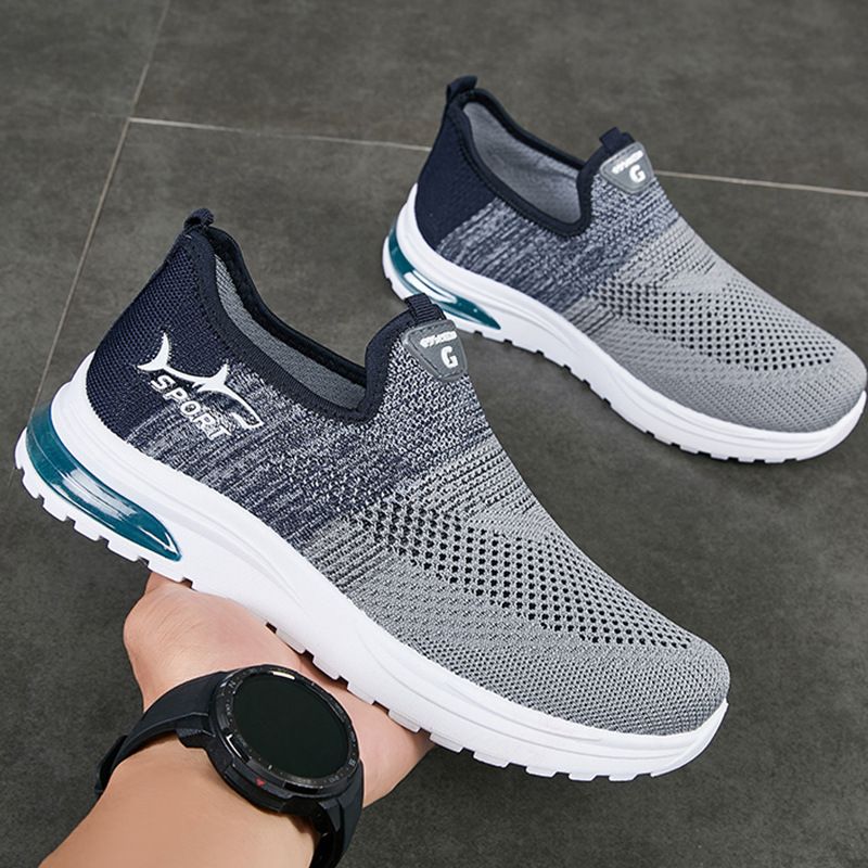 Men's shoes Boy's slip-ons sports shoes mesh sneakers casual shoes flying wove athletic shoes Daddy's driving shoes Student's running shoes Grey,EU41