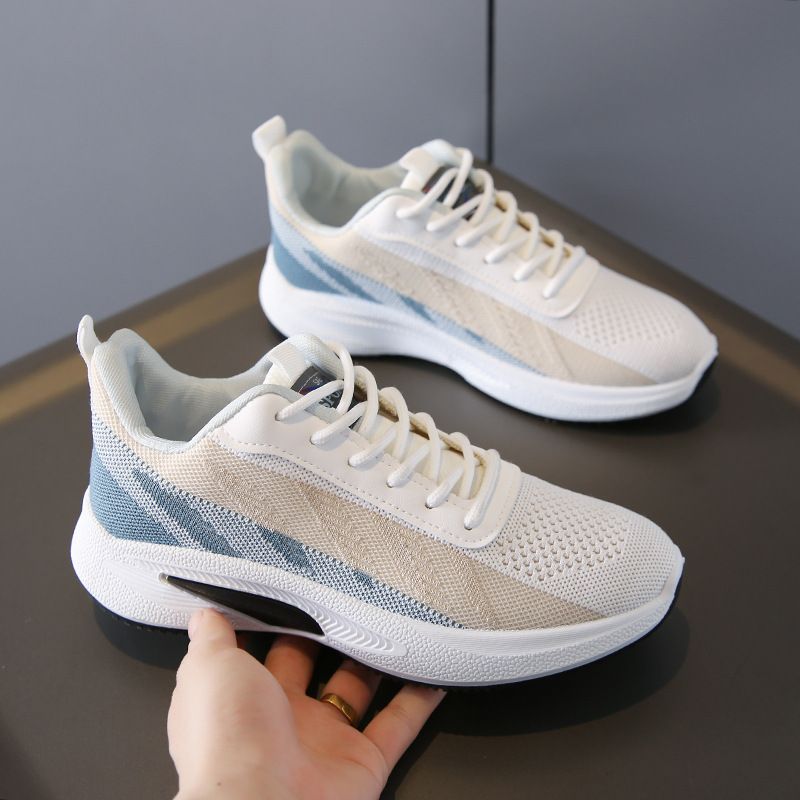 Men's casual shoes Breathable flying woven running shoes boys fashion lightweight outdoor sports casual shoes students athletic Daddy mesh sneakers White,EU42