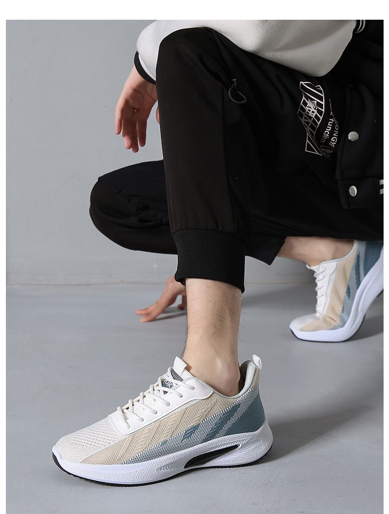 Men's casual shoes Breathable flying woven running shoes boys fashion lightweight outdoor sports casual shoes students athletic Daddy mesh sneakers