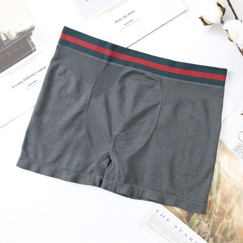 3Pcs Men's fashion clothes students Clothing underwear ice silk high elastic boxer briefs boys seamless mid-waist Gym running sports briefs Dad intimate wear