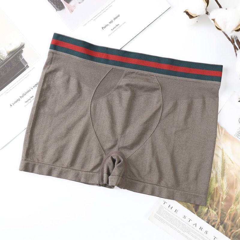 3Pcs Men's fashion clothes students Clothing underwear ice silk high elastic boxer briefs boys seamless mid-waist Gym running sports briefs Dad intimate wear