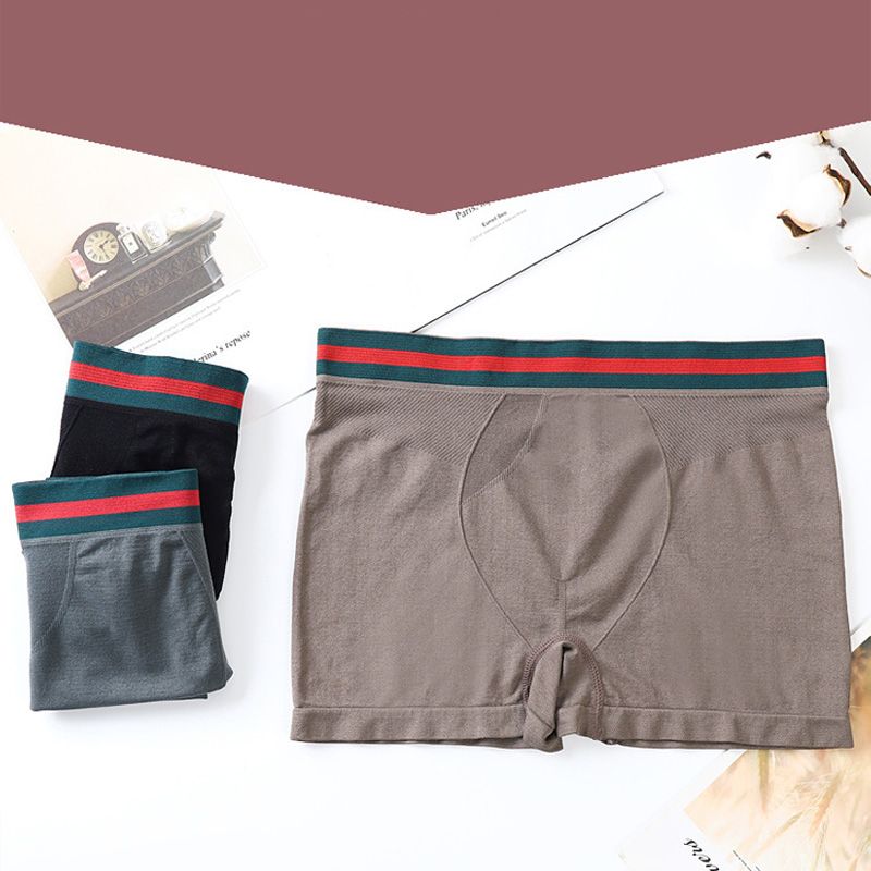 3Pcs Men's fashion clothes students Clothing underwear ice silk high elastic boxer briefs boys seamless mid-waist Gym running sports briefs Dad intimate wear