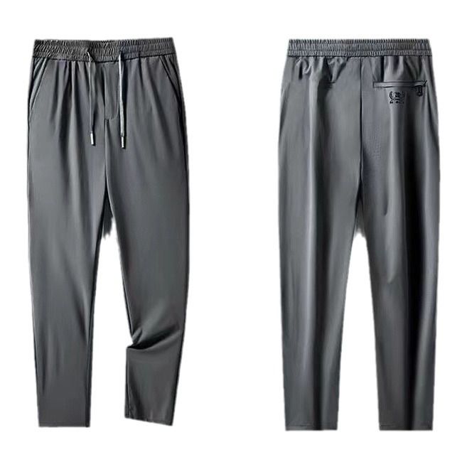 2PC black+grey Men's clothes thin ice silk clothing students pants boys loose sweatpants unisex trousers Dad long casual pants sports pants