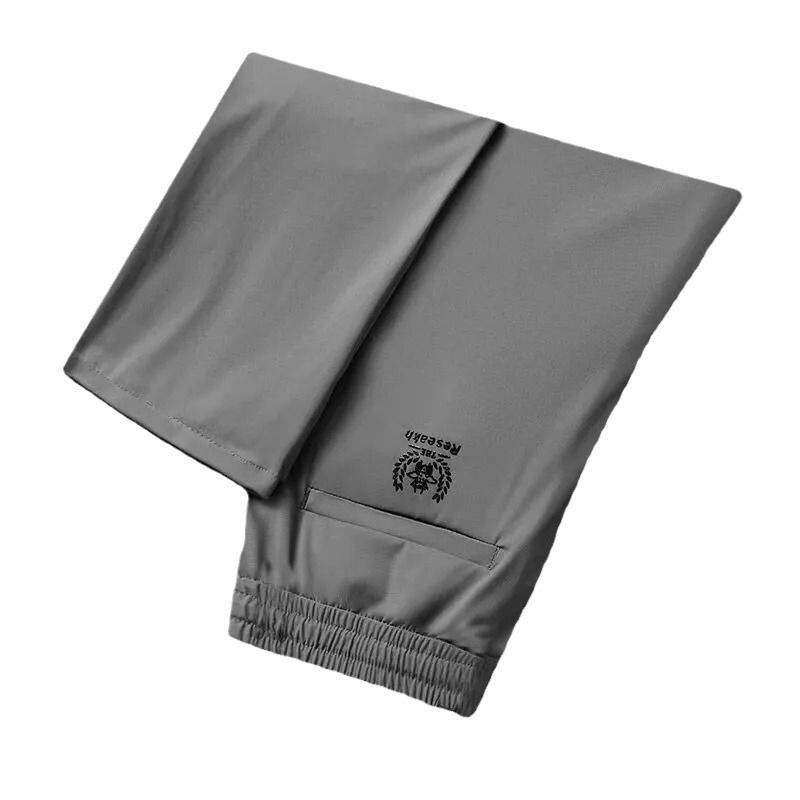 2PC black+grey Men's clothes thin ice silk clothing students pants boys loose sweatpants unisex trousers Dad long casual pants sports pants