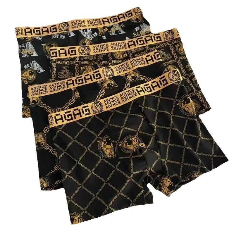 4PC size L-4XL men's clothing （no box）underwear Ice silk boxers breathable boxer briefs boys' shorts comfortable men's shorts clothes