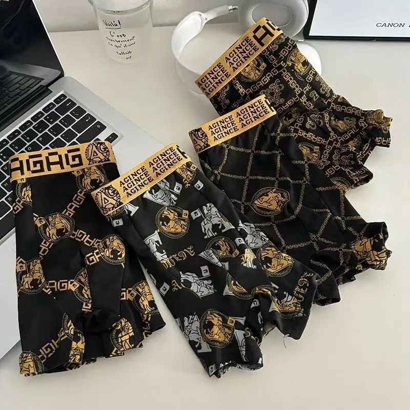 4PC size L-4XL men's clothing （no box）underwear Ice silk boxers breathable boxer briefs boys' shorts comfortable men's shorts clothes