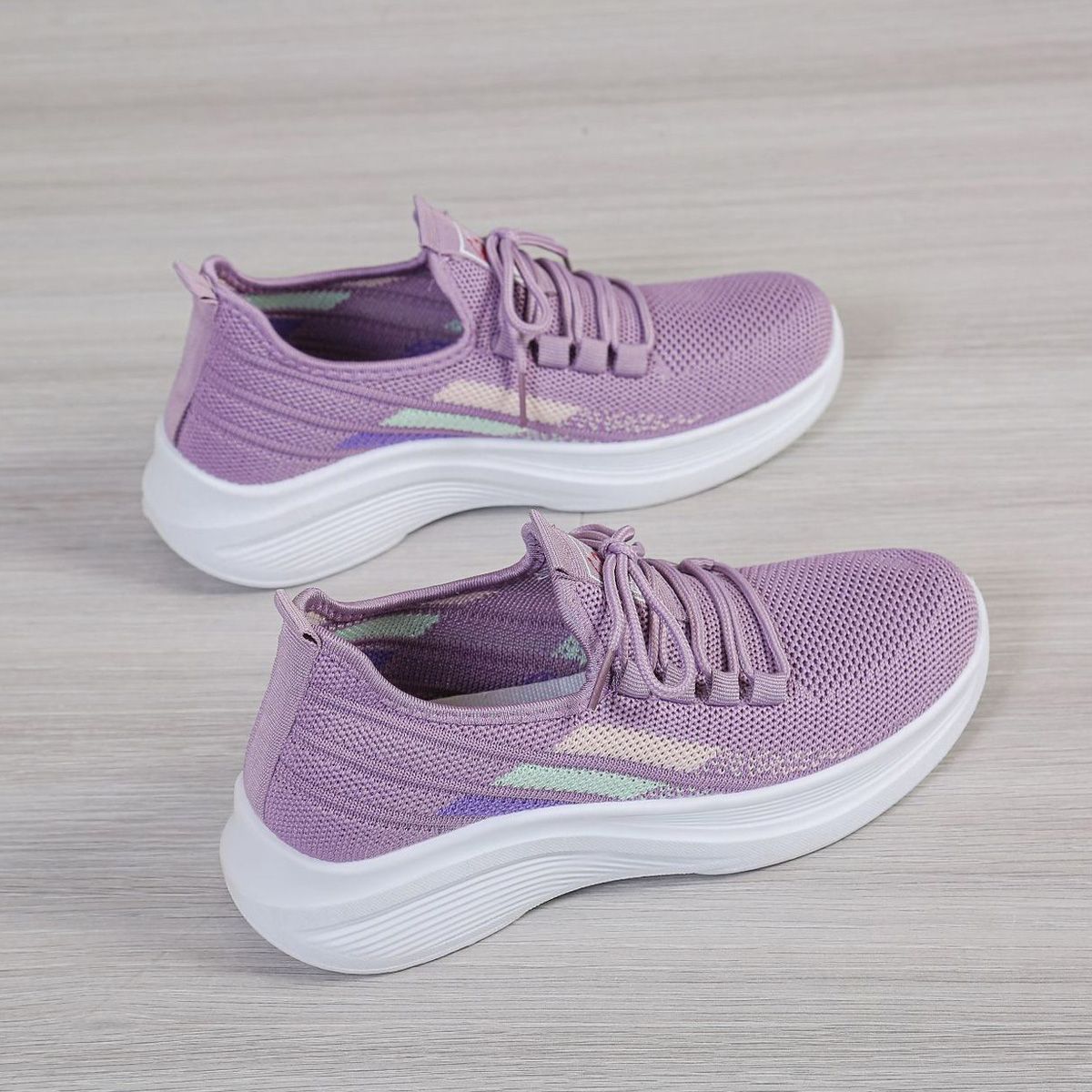 Women's purple fly woven casual sneakers Girls light breathable single shoes students soft soled non-slip shoes ladies' gym athletic