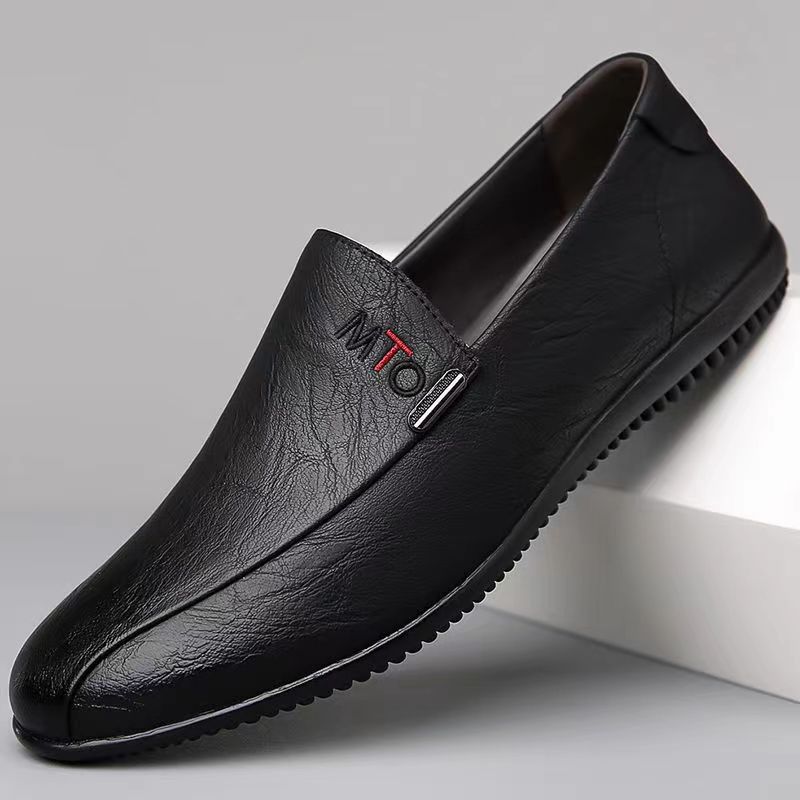 Men's artificial PU leather shoes students casual shoes driving shoes boys fashion single shoes Daddy business shoes driving peas shoes