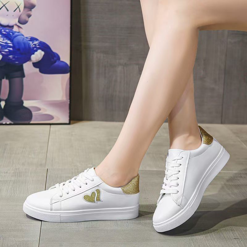 Size 38-41 Women's PU artificial leather shoes ladies white shoes girls simple casual shoes students shoes running shoes  sports shoes Athletic
