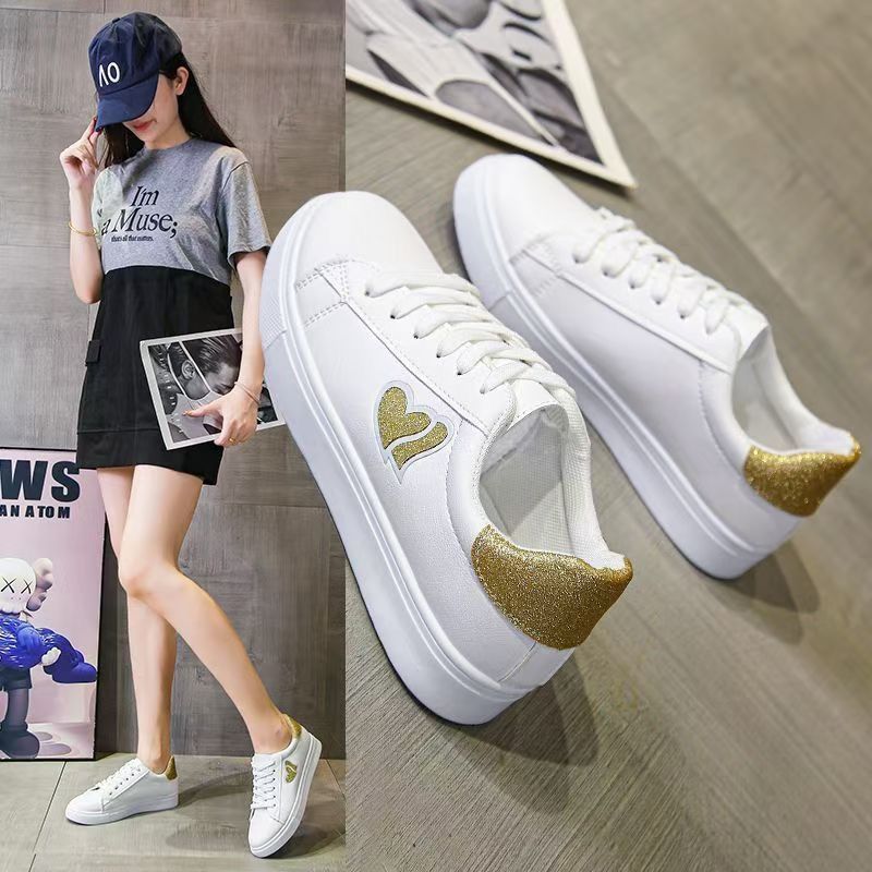 Size 38-41 Women's PU artificial leather shoes ladies white shoes girls simple casual shoes students shoes running shoes  sports shoes Athletic