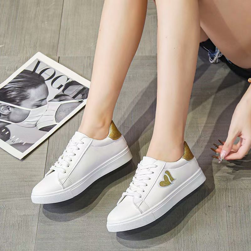 Size 38-41 Women's PU artificial leather shoes ladies white shoes girls simple casual shoes students shoes running shoes  sports shoes Athletic