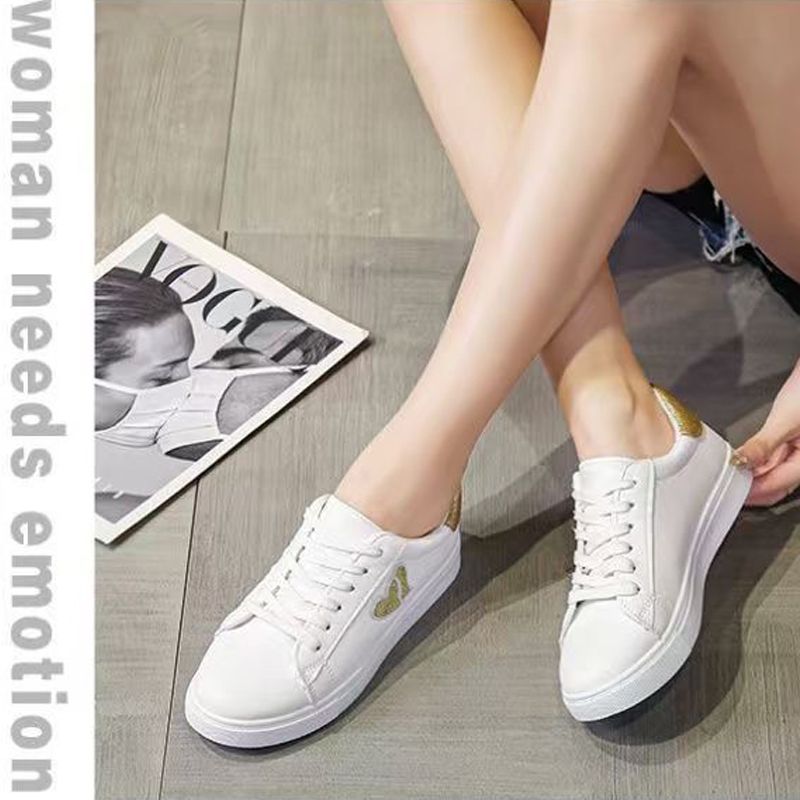Size 38-41 Women's PU artificial leather shoes ladies white shoes girls simple casual shoes students shoes running shoes  sports shoes Athletic