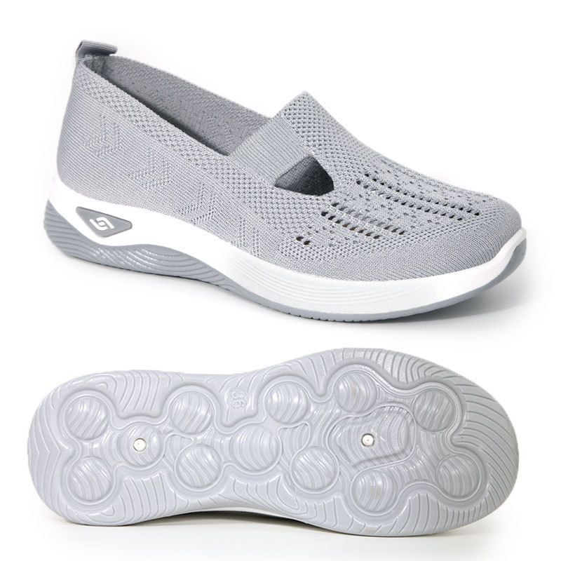Size 38-42 Women's gray running shoes single shoes ladies' casual shoes girls' athletic mesh shoes Mom gym shoes sneaker students Yoga shoes driving shoes